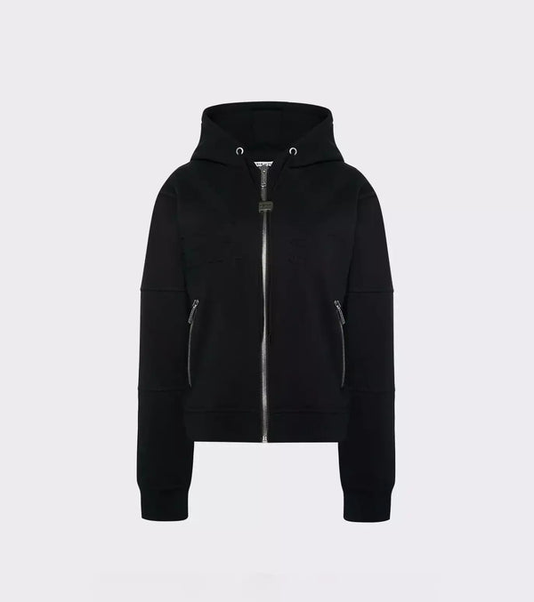 SWEAT À CAPUCHE ZIPPÉ EN RELIEF NOIR