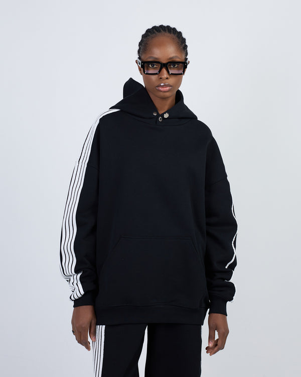 Sweat à capuche à rayures 580 g noir