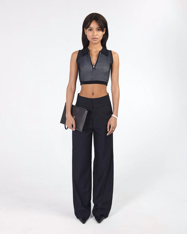 TROUSERS CL71 WIDE WAIST EMBOSS BLACK