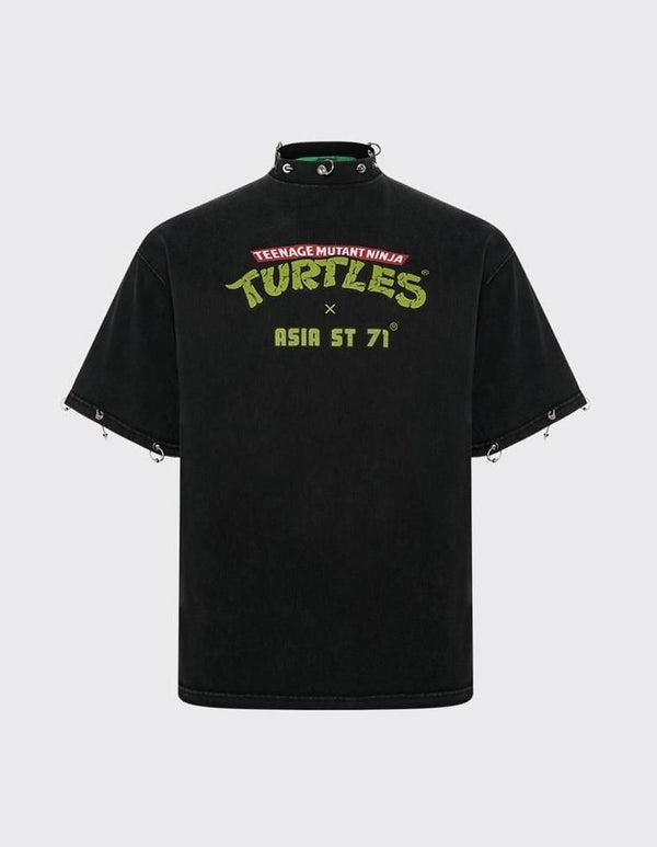 TURTLES T-SHIRT BEBOP & ROCKSTEADY PIERCING BLACK