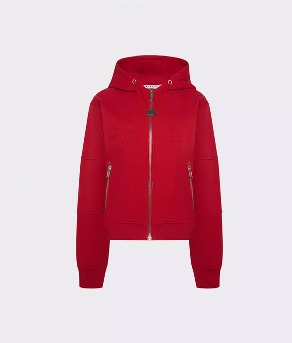 HOODIE ZIP EMBOSSED RED